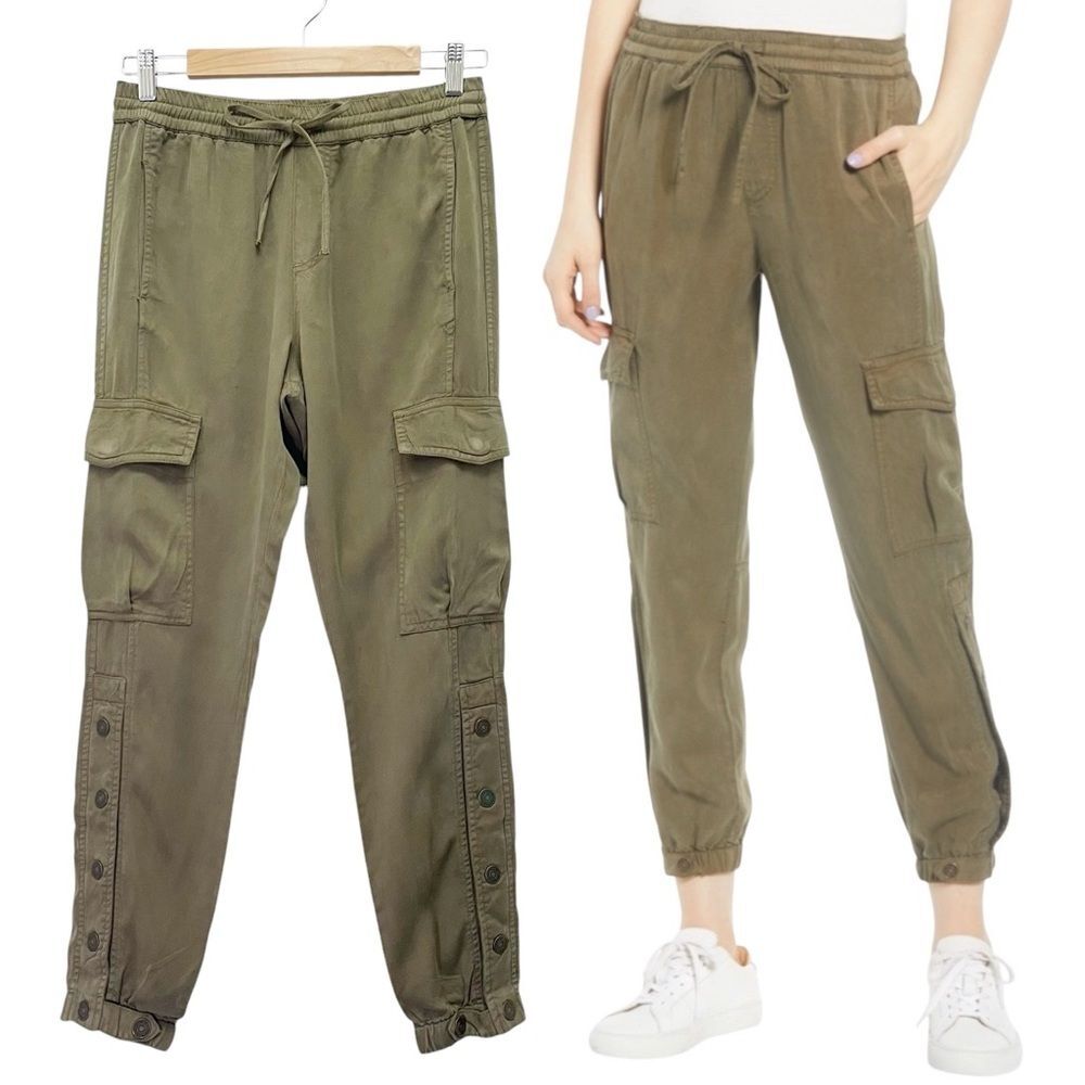Pam & Gela x Revolve Snap Leg Cargo Crop Jogger Pants in Army Green Size P | XS